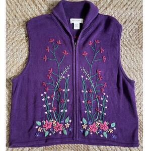 Vtg. Bechemel Embroidered Sweater Vest SZ L